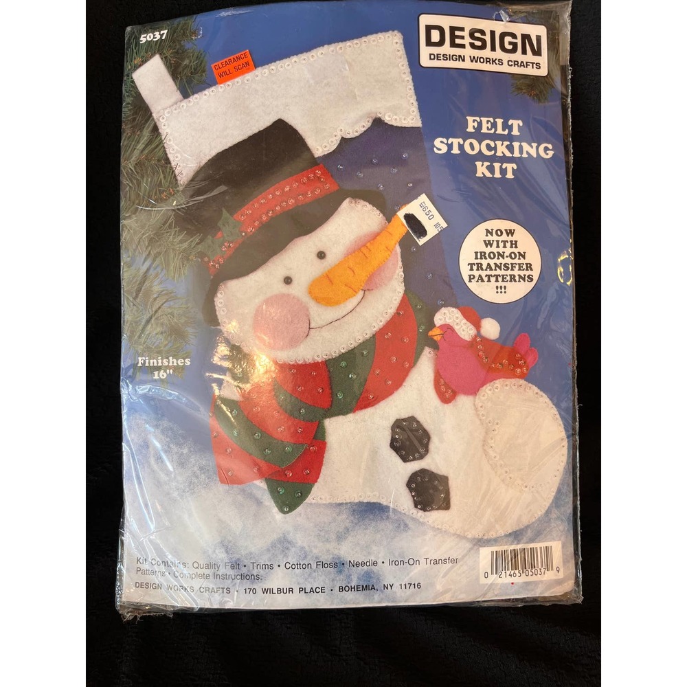 Design Works Crafts Felt Stocking Kit with Snowman Un-Opened Package
